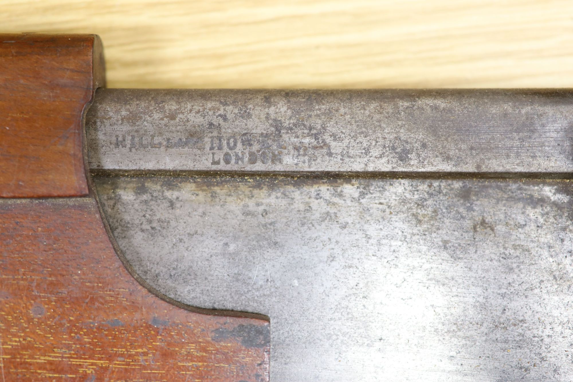 A Victorian beechwood brace, a Victorian tenon saw and one other tool (3)